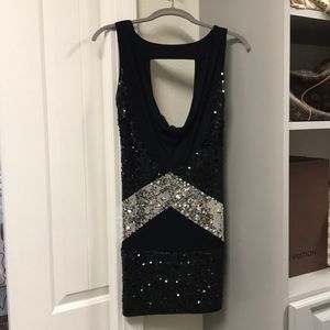 Black and Silver Sequin Wyton Dress